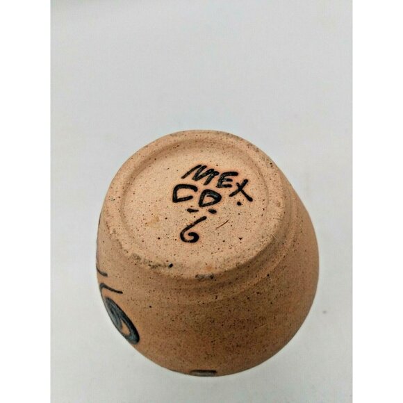 Vintage MEXICAN Tonala CLAY VASE Hand Painted 4 1/2" x 3" - Picture 5 of 7